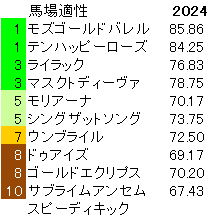 2024　阪神牝馬Ｓ　馬場適性指数